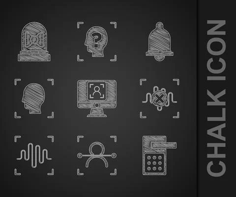 Set Face recognition, Digital door lock, Rejection voice, Voice, Motion sensor Stock Illustration
