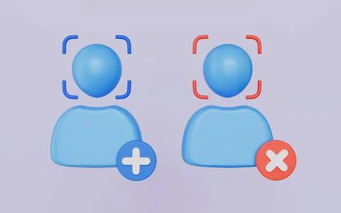 Set of Face recognition, Face scan system, Biometric identification Stock Illustration