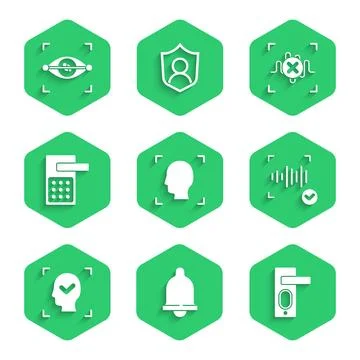 Set Face recognition, Motion sensor, Fingerprint door lock, Voice, Digital,.. Illustration