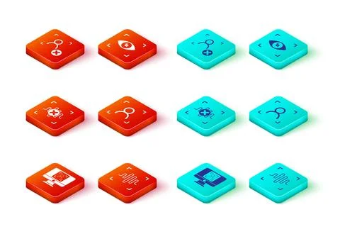 Set Face recognition, Voice, Rejection voice, Eye scan and face icon. Vector Stock Illustration