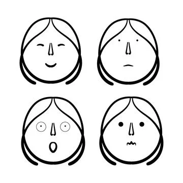 Set from face of woman with expression of different emotions Stock Illustration