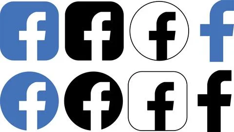 Set of Facebook logo. Group of Realistic social media icon logotype vector... Stock Illustration