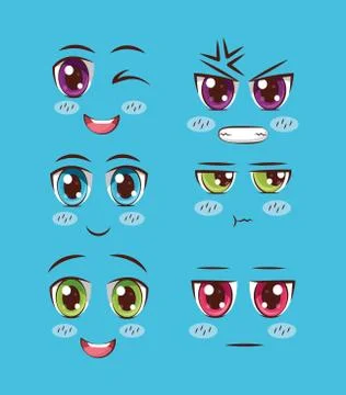 Set of faces anime Illustrazione stock