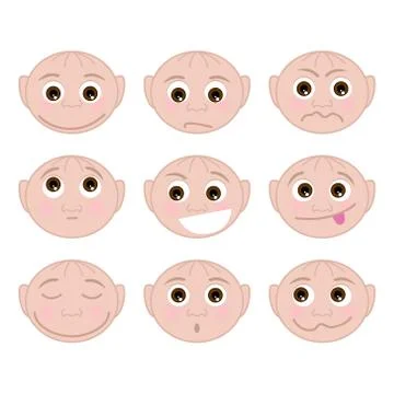 Set of faces with child different emotions Stock Illustration