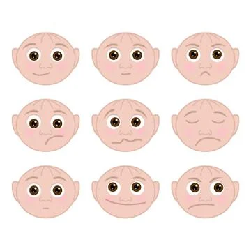 Set of faces with child different emotions Stock Illustration