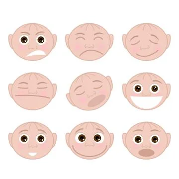 Set of faces with child different emotions Stock Illustration