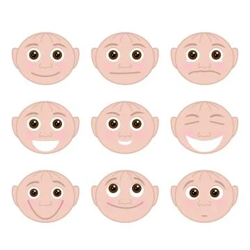 Set of faces with child different emotions Stock Illustration