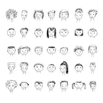 Set of faces Stock Illustration