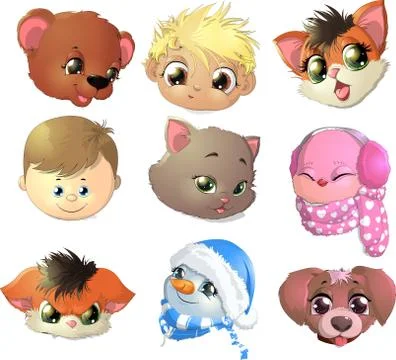 Set faces Stock Illustration