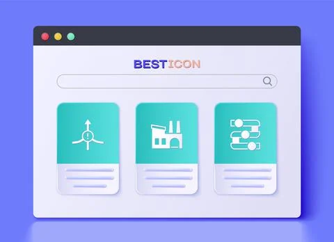 Set Factory, Arrow and Graph, chart, diagram icon. Vector Illustrazione stock