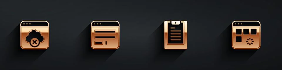 Set Failed access cloud storage, Browser window, Server, Data report and Loading Illustrazione stock