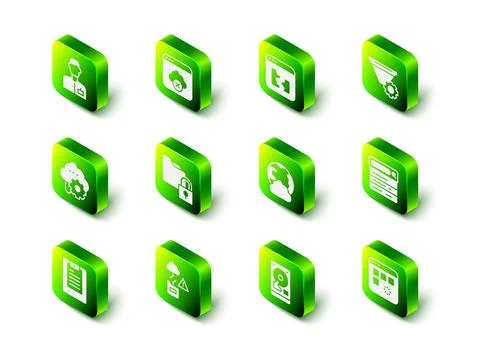 Set Failed access cloud storage, Broken file, Filter setting, Search engine 스톡 일러스트