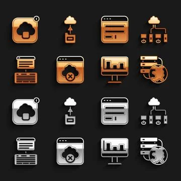 Set Failed access cloud storage, Computer network, Network connection, Monitor Stock Illustration