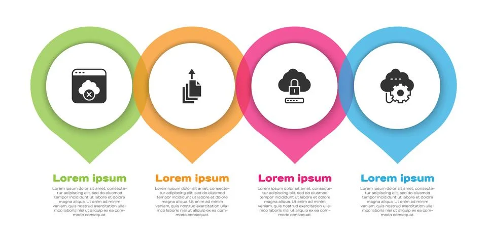 Set Failed access cloud storage, Data export, Cloud computing lock and tech.. Stock Illustration