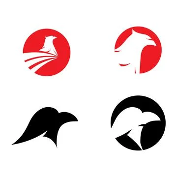 Set Falcon eagle birdWave Logo Template vector symbol Stock Illustration
