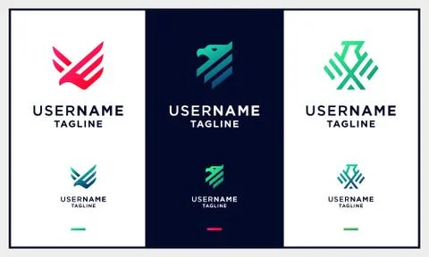 Set of Falcon, hawk, eagle strong monogram logo Stock Illustration