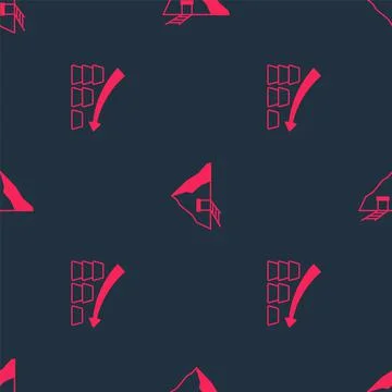Set Falling arrow with gold bars and Gold mine on seamless pattern. Vector 스톡 일러스트