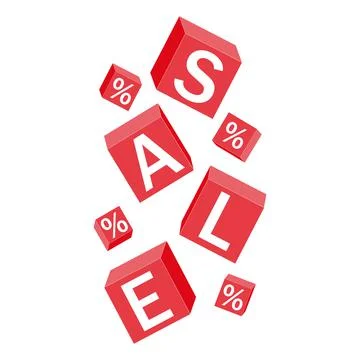 A set of falling discount cubes on a white background, color vector illustration Stock Illustration