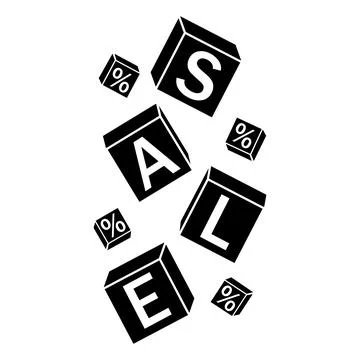 Set of falling discount cubes on a white background, black icon vector Stock Illustration