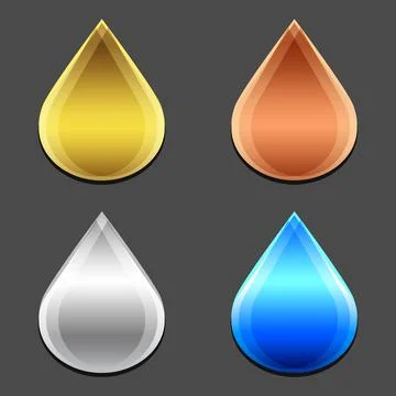 Set of falling drop logos. Graphic concept of company identity. Clean water, oil Stock Illustration