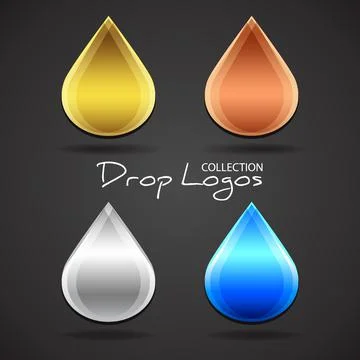 Set of falling drop logos. Vector graphic concept of company identity. Clean Stock Illustration