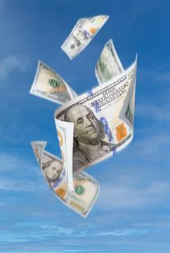 Set of Falling or Floating $100 Bills United States Currency - Money Fallin.. Foto stock