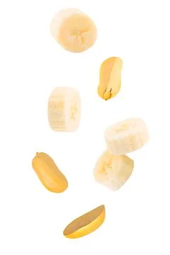 Set of falling peanut isolated on white background Stock Photos