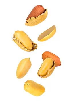 Set of falling peanut isolated on white background Stock Photos