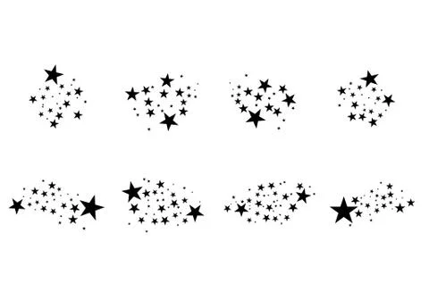 Set of falling star. Cloud of stars isolated on white background. Vector Stock Illustration
