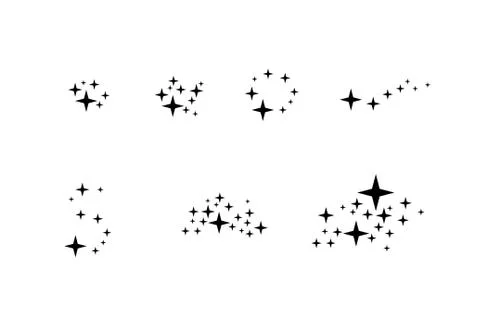 Set of falling star. Cloud of stars isolated on white background. Vector Stock Illustration