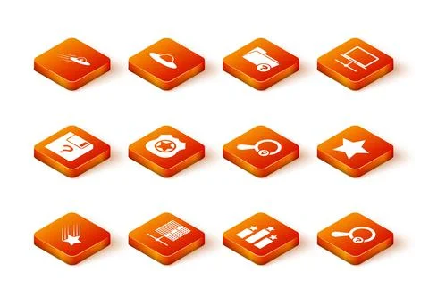 Set Falling star, Server, Data, Web Hosting, Unknown document, Police badge 스톡 일러스트