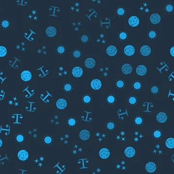 Set Falling star, Sun, Eclipse of the sun and Libra zodiac on seamless pattern Stock Illustration