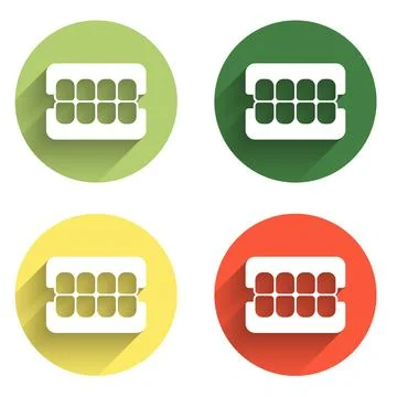 Set False jaw icon isolated with long shadow background. Dental jaw or dent.. Stock Illustration
