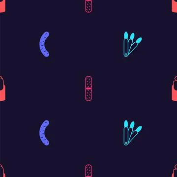 Set False nails, Nail file,  and Broken on seamless pattern. Vector Stock Illustration