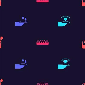 Set False nails, Nail manicure, and Milling cutter for on seamless pattern 스톡 일러스트