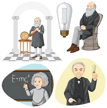 Set of Famous Person in Science Stock Illustration