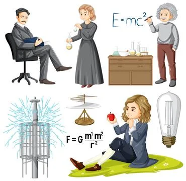 Set of Famous Person in Science Stock Illustration