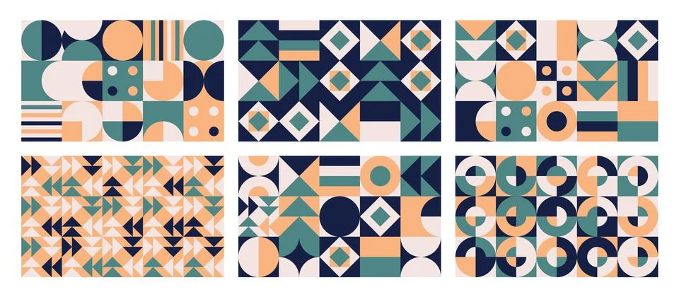 Set of fancy vector geometry seamless patterns 库存插图