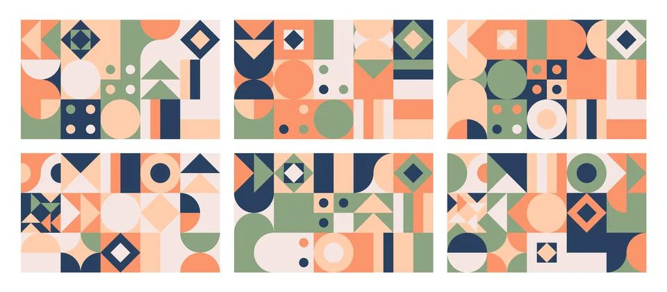 Set of fancy vector geometry seamless patterns 库存插图