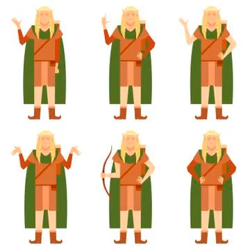 Set of Fantasy elves Stock Illustration