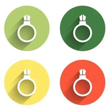 Set Fantasy magic stone ring with gem icon isolated with long shadow backgr.. Stock Illustration