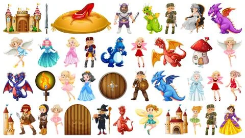 Set of fantasy peopl and objects イラスト素材