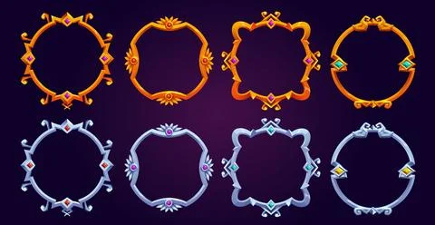 Set of fantasy round game frames Stock Illustration