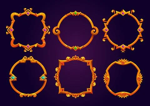 Set of fantasy round game frames Stock Illustration