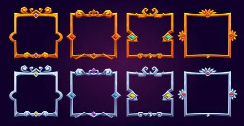 Set of fantasy square game frames Stock Illustration
