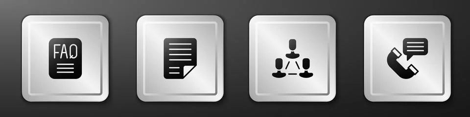 Set FAQ information, File document, Employee hierarchy and Telephone Stock Illustration