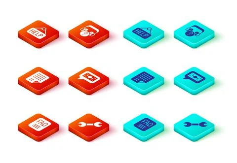 Set FAQ information, Wrench spanner, File document, Stacks paper money cash Stock Illustration