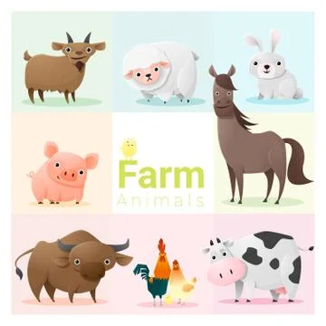 Set of farm animals Stock Illustration