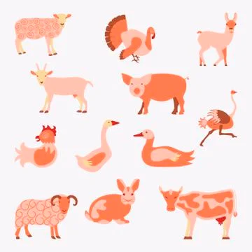 Set farm animals Stock Illustration