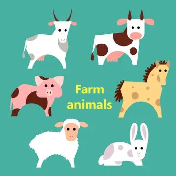 Set of farm animals Stock Illustration